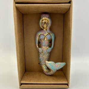 Metal Mermaid Wall Hook Nautical Decor Beach Bathroom Gold Blue Pink Girls Room